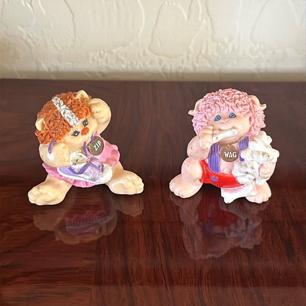 *Vintage* 1980's Cabbage Patch Kids Zip the Cat & Wag the Dog Figurines
